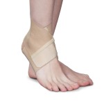 Бандаж голеностопа, Польза р. 4 эластичный мягкой фиксации высота 10 см с застежкой-липучкой бежевый